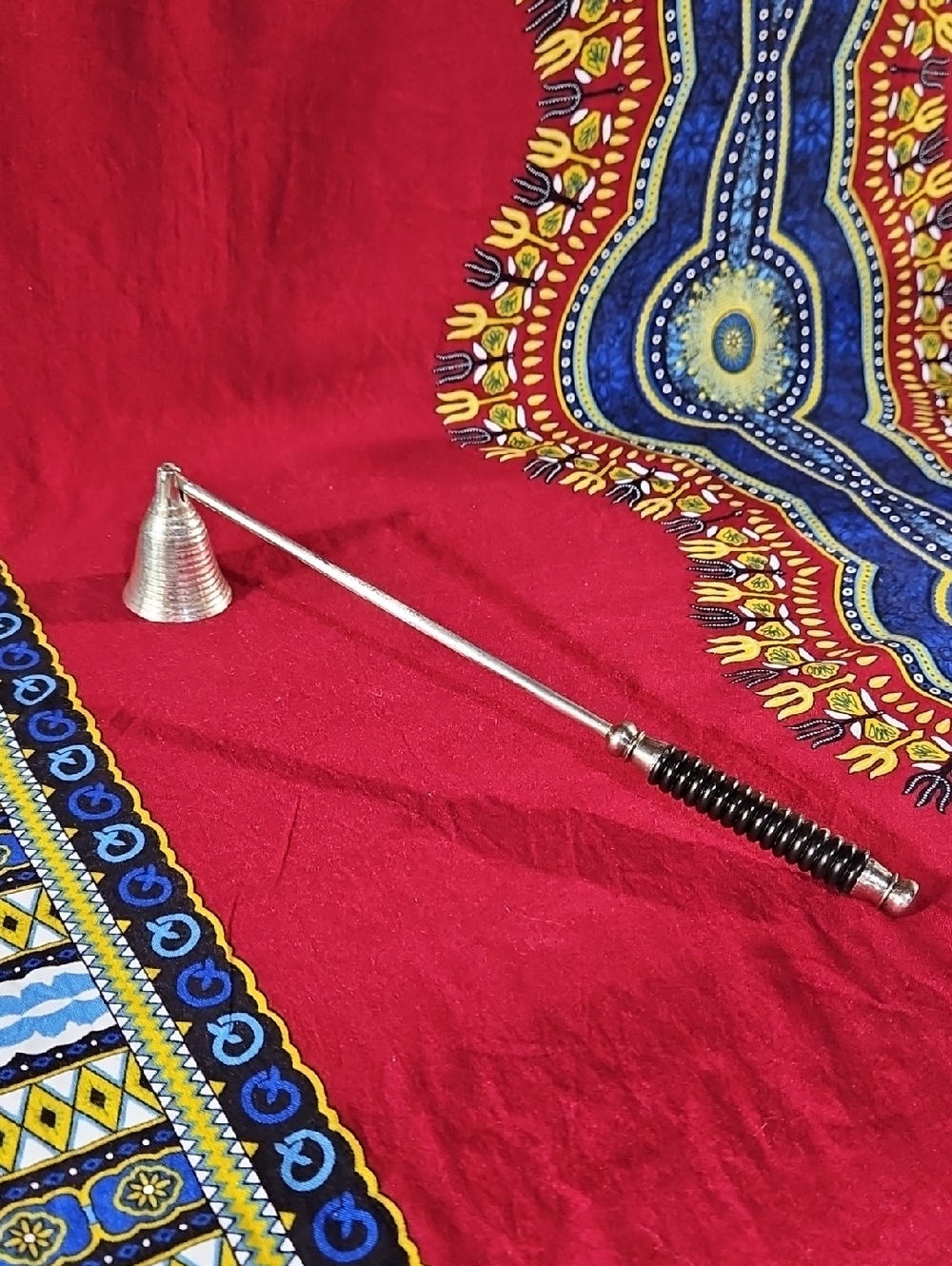 Beautiful Silver Candle Snuffer with Classic Bell Cloche & Turned Wooden Handle
